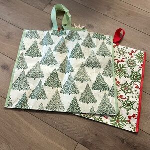 Homegoods TJMaxx Marshalls Christmas Tree & Snowflake Bow Tote Bags Set of 2